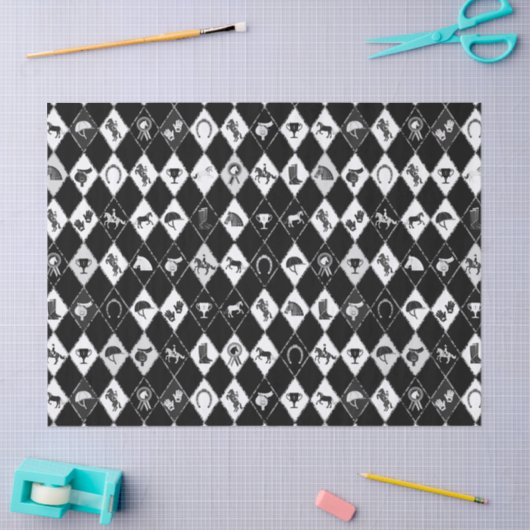 Stijlvol zwart wit ruiter diamantpatroon tissuepapier (Craft)