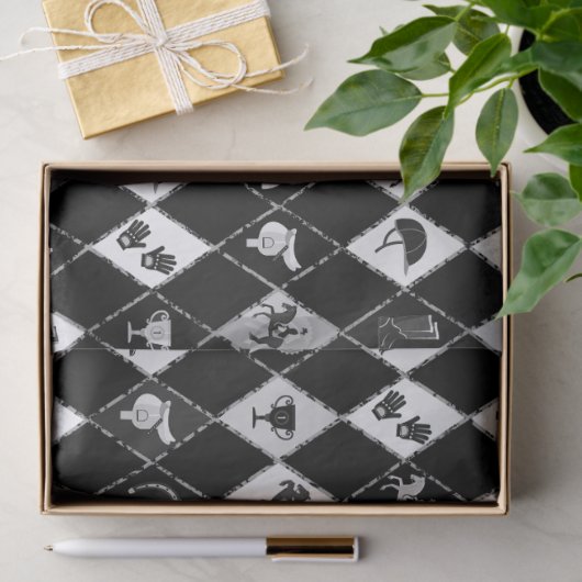 Stijlvol zwart wit ruiter diamantpatroon tissuepapier (Geschenk)