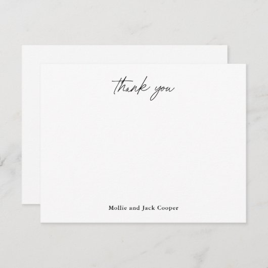 Stijlvol zwart wit script Dank je Notitiekaartje (Voorkant / Achterkant)