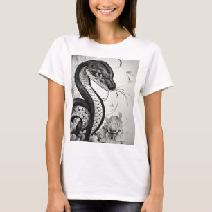Stijlvol zwart-wit Snake Tattoo" T-shirt