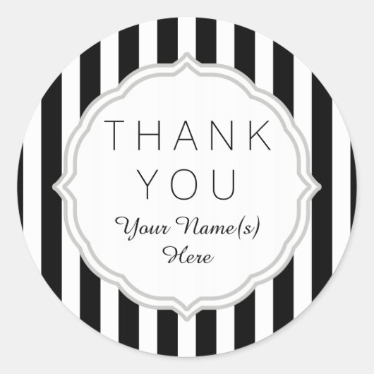 Stijlvol zwart-wit Stripes Patroon Hartelijk dank Ronde Sticker (Voorkant)