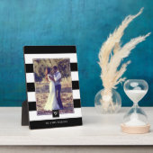 Stijlvol zwart-wit stripesmonogram fotoplaat (Zijkant)