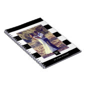 Stijlvol zwart-wit stripesmonogram notitieboek (Rechterzijde)