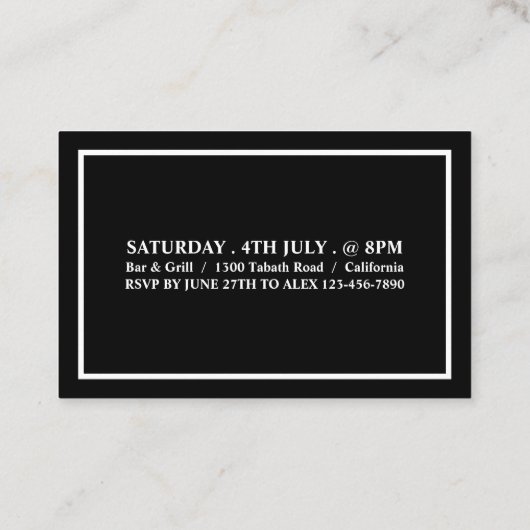 Stijlvol zwart-wit, Toegangskaart Visitekaartje (Achterkant)