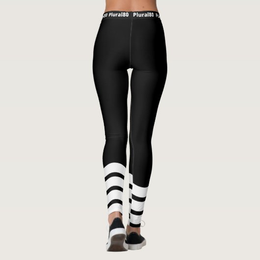 Stijlvol zwart wit werkuiteinde leggings (Achterkant)