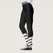 Stijlvol zwart wit werkuiteinde leggings (Links)