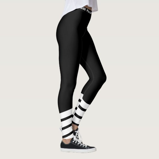 Stijlvol zwart wit werkuiteinde leggings (Rechts)