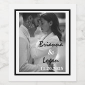 Stijlvol Zwart & Wit Wijnlabel voor bruiloft Wijn Etiket (Enkel label)