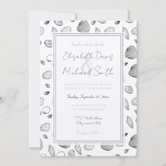 Stijlvol zwart-wit zeesleppatroon kaart (Voorkant)