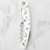 Stijlvol zwart-wit zeesleppatroon kurkentrekker (Voorkant)