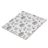 Stijlvol zwart-wit zeesleppatroon tegeltje (Zijkant)