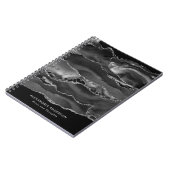 Stijlvol zwart wit zilver grijs marmer agate Geode Notitieboek (Linkerzijde)