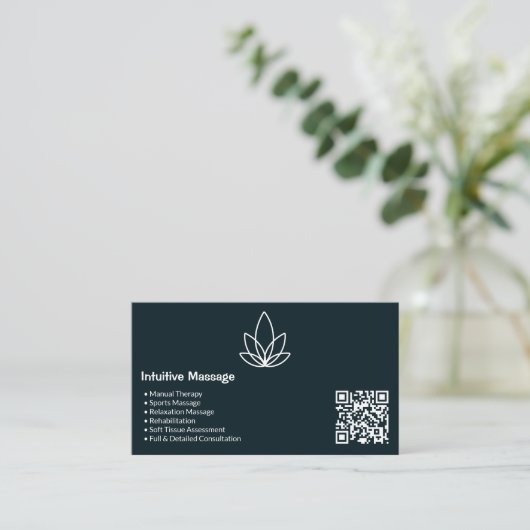 Stijlvol zwart-witmassage-Visitekaartje Klantenkaartje (Staand voorkant)