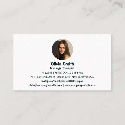 Stijlvol zwart-witmassage-Visitekaartje Klantenkaartje (Achterkant)