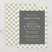 Stijlvol zwart-witte linnen Engagement Party Kaart (Voorkant / Achterkant)