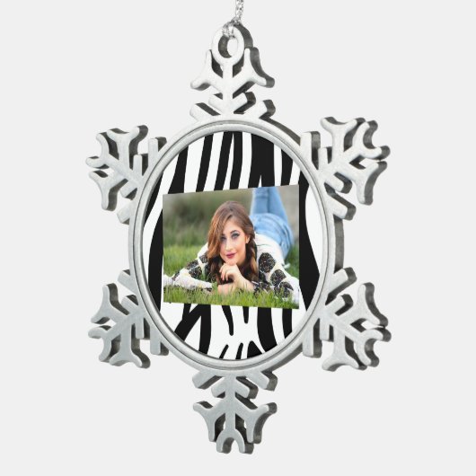 stijlvol, zwart-witzebrapad tin sneeuwvlok ornament (Rechts)