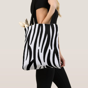stijlvol, zwart-witzebrapad tote bag