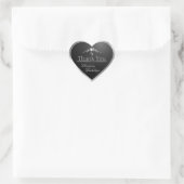 Stijlvol zwart zilveren frame en monogram bedankt hart sticker (Tas)