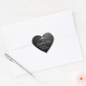 Stijlvol zwart zilveren frame en monogram bedankt hart sticker (Envelop)