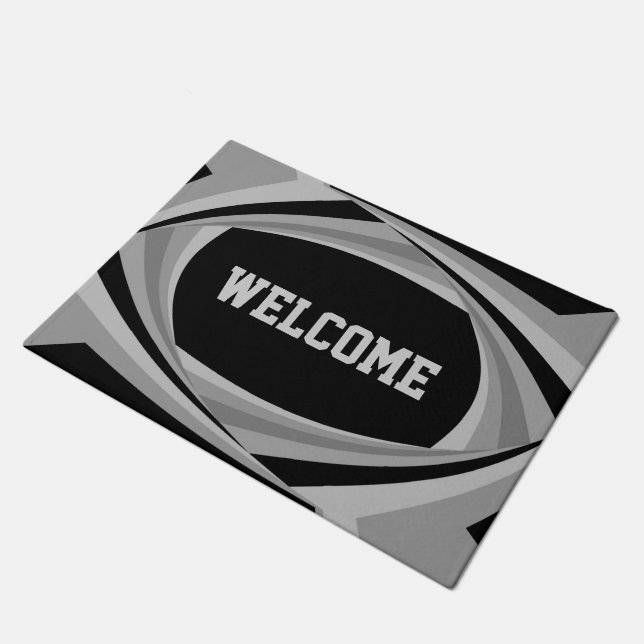 , stijlvol, zwart, zilverpatroon deurmat (Schuin)