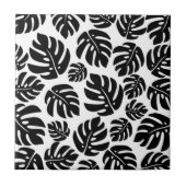 Stijlvol zwart zwart monstera levepatroon tegeltje (Voorkant)