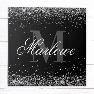 Stijlvol zwart zwart zwart zwart monogram tegeltje