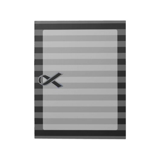 Stijlvol Zwarte Lint Bewustzijn Verticale Strepen Notitieblok (Linkerzijde)