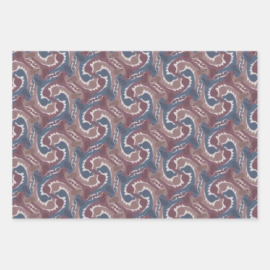 Stijlvol zwenkdraden Tesselatie 3 kleuren WPS3 Inpakpapier Vel (Voorkant)