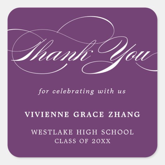 STIJLVOLE ELEGANT SCRIPT THANK YOU STICKER (Voorkant)