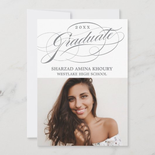 STIJLVOLE ELEGANTE SCRIPT 2 AFSTUDEERFEEST UITNODI KAART (Voorkant)