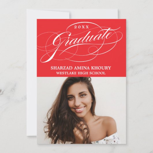 STIJLVOLE ELEGANTE SCRIPT 2 AFSTUDEERPARTY UITNODI KAART (Voorkant)