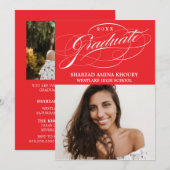 STIJLVOLE ELEGANTE SCRIPT 2 AFSTUDEERPARTY UITNODI KAART (Voorkant / Achterkant)