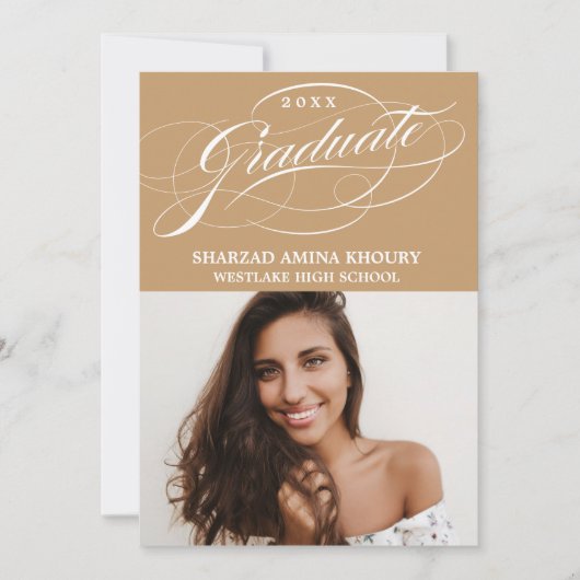 STIJLVOLE ELEGANTE SCRIPT 2 AFSTUDEERPARTY UITNODI KAART (Voorkant)