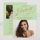 STIJLVOLE ELEGANTE SCRIPT 2 AFSTUDEERPARTY UITNODI KAART (Voorkant / Achterkant)