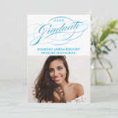 STIJLVOLE ELEGANTE SCRIPT 2 AFSTUDEERPARTY UITNODI KAART (Staand voorkant)