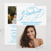 STIJLVOLE ELEGANTE SCRIPT 2 AFSTUDEERPARTY UITNODI KAART (Voorkant / Achterkant)