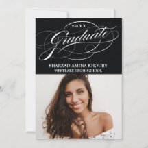 STIJLVOLE ELEGANTE SCRIPT 2 AFSTUDEERPARTY UITNODI