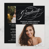 STIJLVOLE ELEGANTE SCRIPT 2 AFSTUDEERPARTY UITNODI KAART (Voorkant / Achterkant)