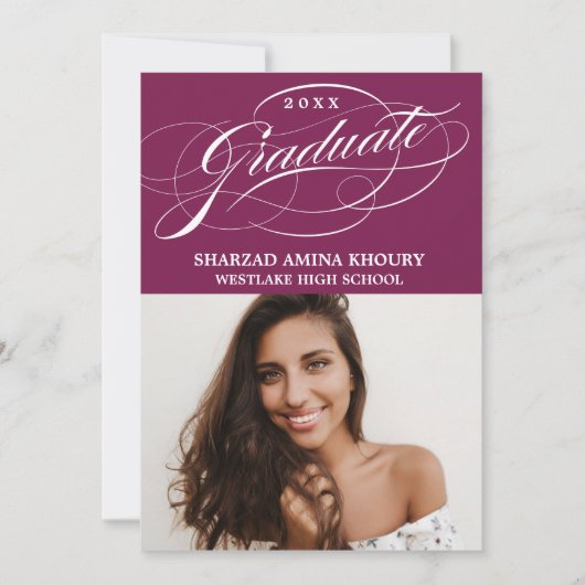 STIJLVOLE ELEGANTE SCRIPT 2 AFSTUDEERPARTY UITNODI KAART (Voorkant)