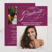 STIJLVOLE ELEGANTE SCRIPT 2 AFSTUDEERPARTY UITNODI KAART (Voorkant / Achterkant)