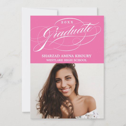 STIJLVOLE ELEGANTE SCRIPT 2 AFSTUDEERPARTY UITNODI KAART (Voorkant)