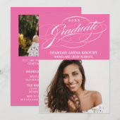STIJLVOLE ELEGANTE SCRIPT 2 AFSTUDEERPARTY UITNODI KAART (Voorkant / Achterkant)