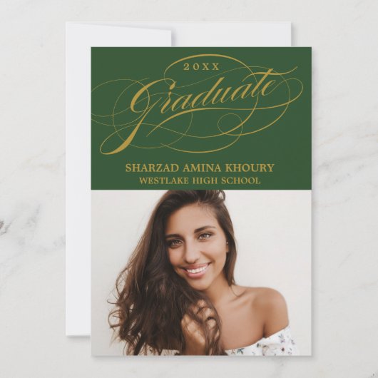 STIJLVOLE ELEGANTE SCRIPT 2 AFSTUDEERPARTY UITNODI KAART (Voorkant)
