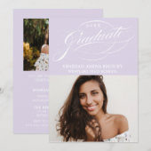 STIJLVOLE ELEGANTE SCRIPT 2 AFSTUDEERPARTY UITNODI KAART (Voorkant / Achterkant)