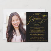 STIJLVOLE ELEGANTE SCRIPT AFSTUDEERFEEST UITNODIGI KAART (Voorkant)