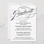 STIJLVOLE ELEGANTE SCRIPT AFSTUDEERFEEST UITNODIGI KAART (Voorkant)