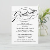 STIJLVOLE ELEGANTE SCRIPT AFSTUDEERFEEST UITNODIGI KAART (Staand voorkant)