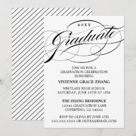 STIJLVOLE ELEGANTE SCRIPT AFSTUDEERFEEST UITNODIGI KAART