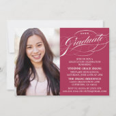 STIJLVOLE ELEGANTE SCRIPT AFSTUDEERPARTY UITNODIGI KAART (Voorkant)