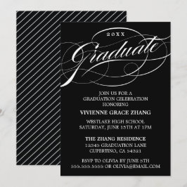 STIJLVOLE ELEGANTE SCRIPT AFSTUDEERPARTY UITNODIGI KAART